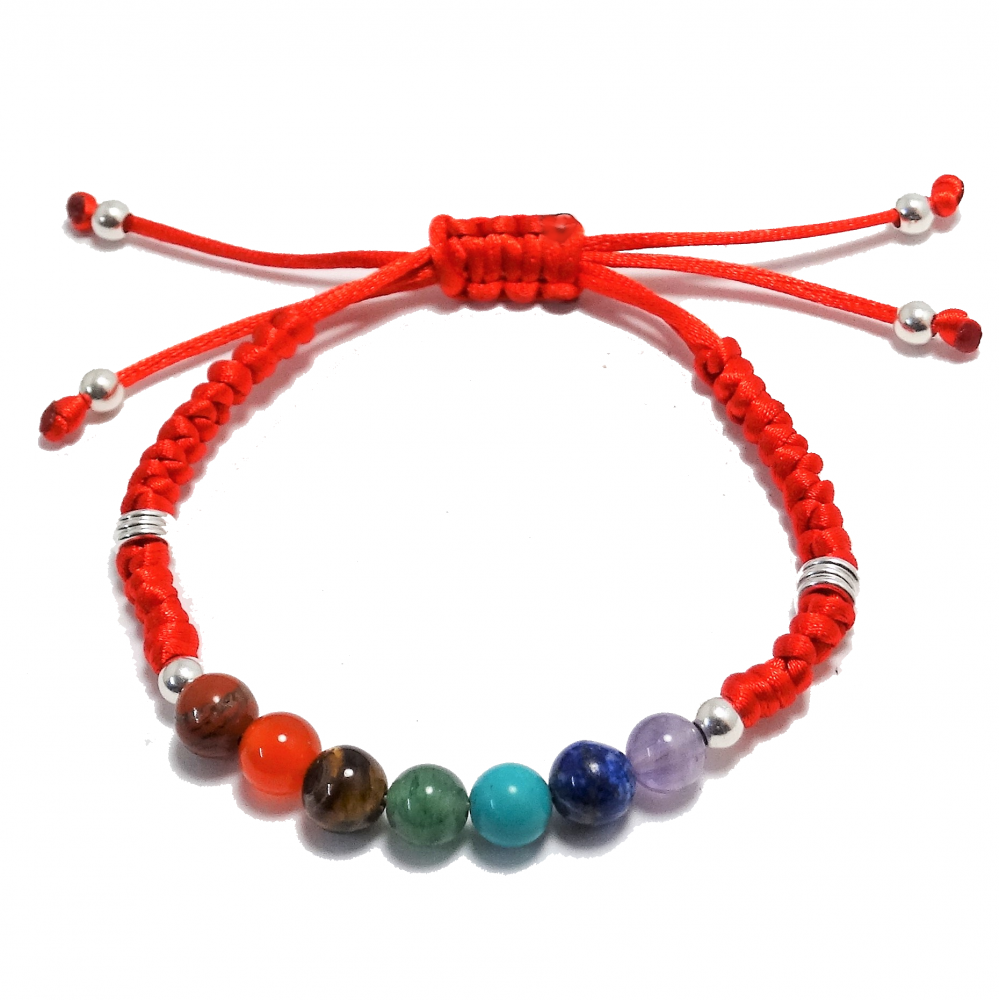 Pulsera 7 Chakras 6 mm y plata de 1ª ley