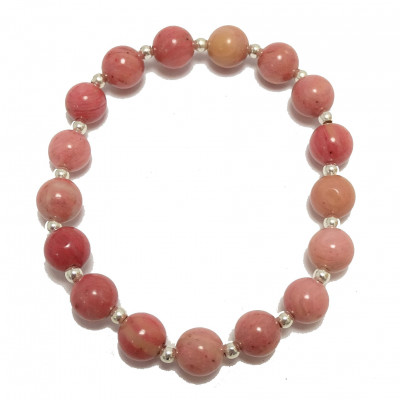 Pulsera de Rodonita y plata de 1ª ley