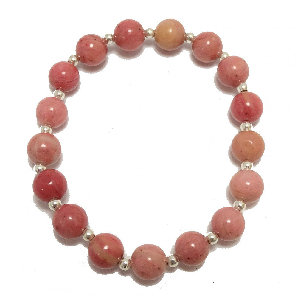 Pulsera de Rodonita y plata de 1ª ley