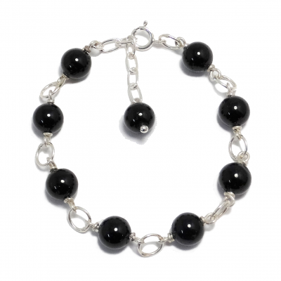 Pulsera de Turmalina Negra y plata 1º ley