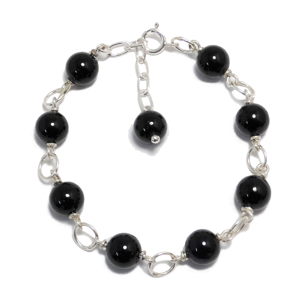 Pulsera de Turmalina Negra y plata 1º ley