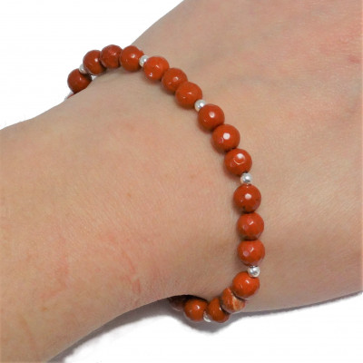 Pulsera de Jaspe Rojo y plata de 1ª ley