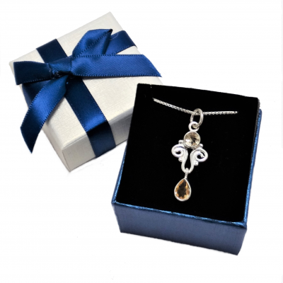 Colgante cuarzo citrino tallado y plata 925 mm 