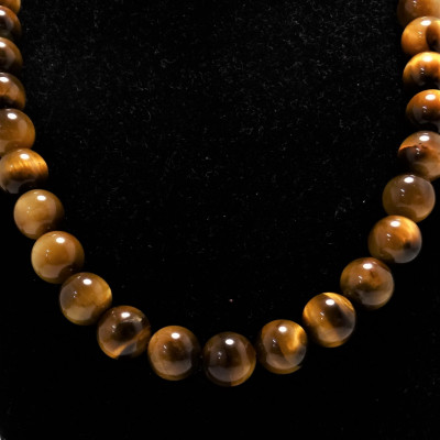 collar ojo de tigre y plata 925 mm