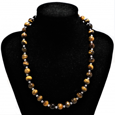 collar ojo de tigre y plata 925 mm