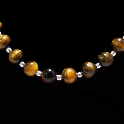 collar ojo de tigre y plata 925 mm