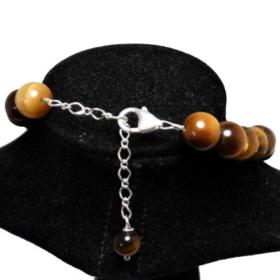 collar ojo de tigre y plata 925 mm