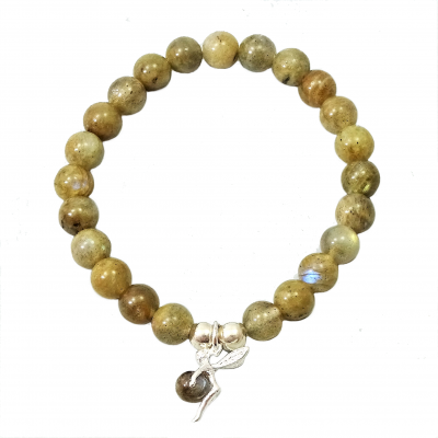 Pulsera de Labradorita y plata 1ª ley con Hadita