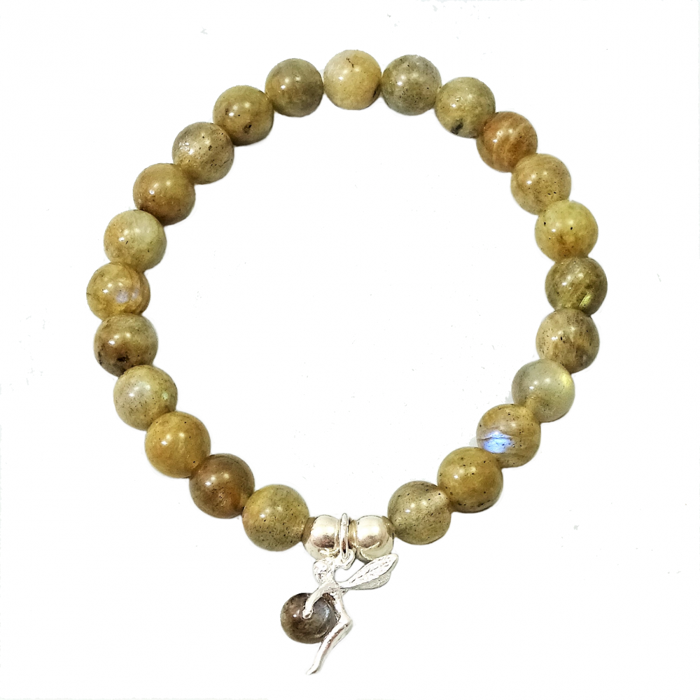 Pulsera de Labradorita y plata 1ª ley con Hadita