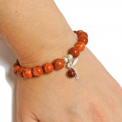Pulsera Jaspe Rojo y plata de 1ª ley