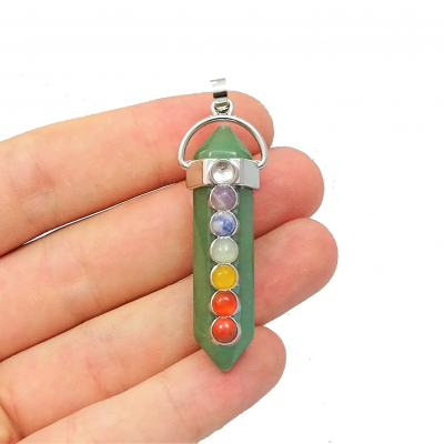 Colgante cuarzo verde y los 7 chakras