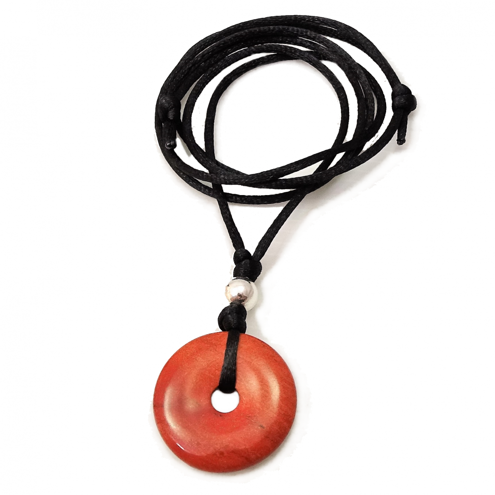 Colgante Dónut Jaspe rojo mediano y plata 925 mm Colgante Dónut Jaspe rojo mediano y plata 925 mm