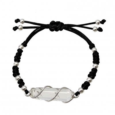 Pulsera de Cuarzo Cristal de Roca y plata 1ª ley