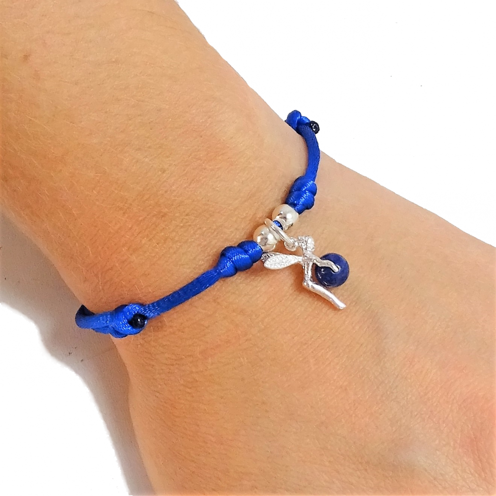 Pulsera hadita de la suerte Lapislázuli y plata de 1ª ley