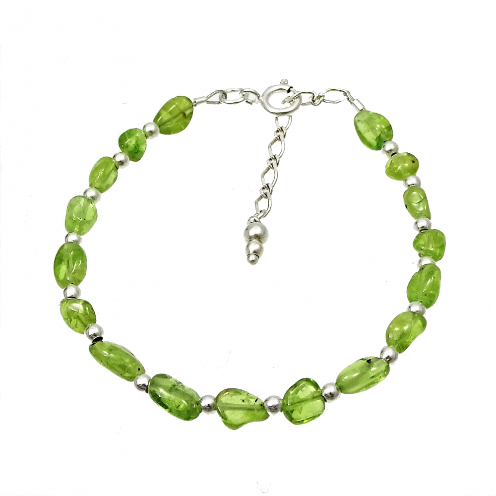 Pulsera de Olivino y plata de 1ª ley