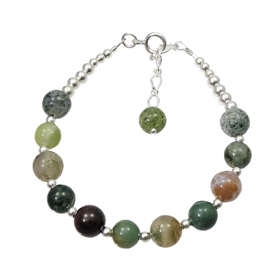 Pulsera de Ágata Musgosa y plata de 1ª ley