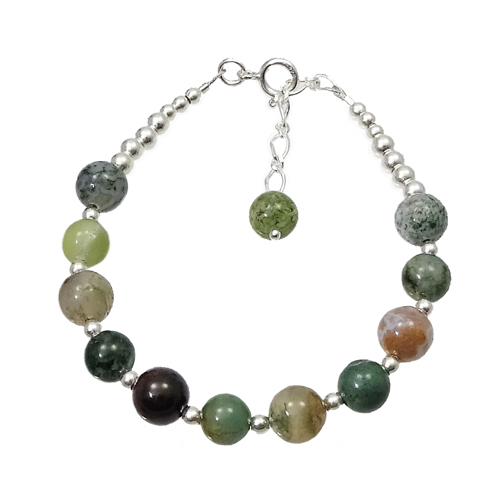Pulsera de Ágata Musgosa y plata de 1ª ley