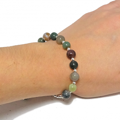 Pulsera de Ágata Musgosa y plata de 1ª ley