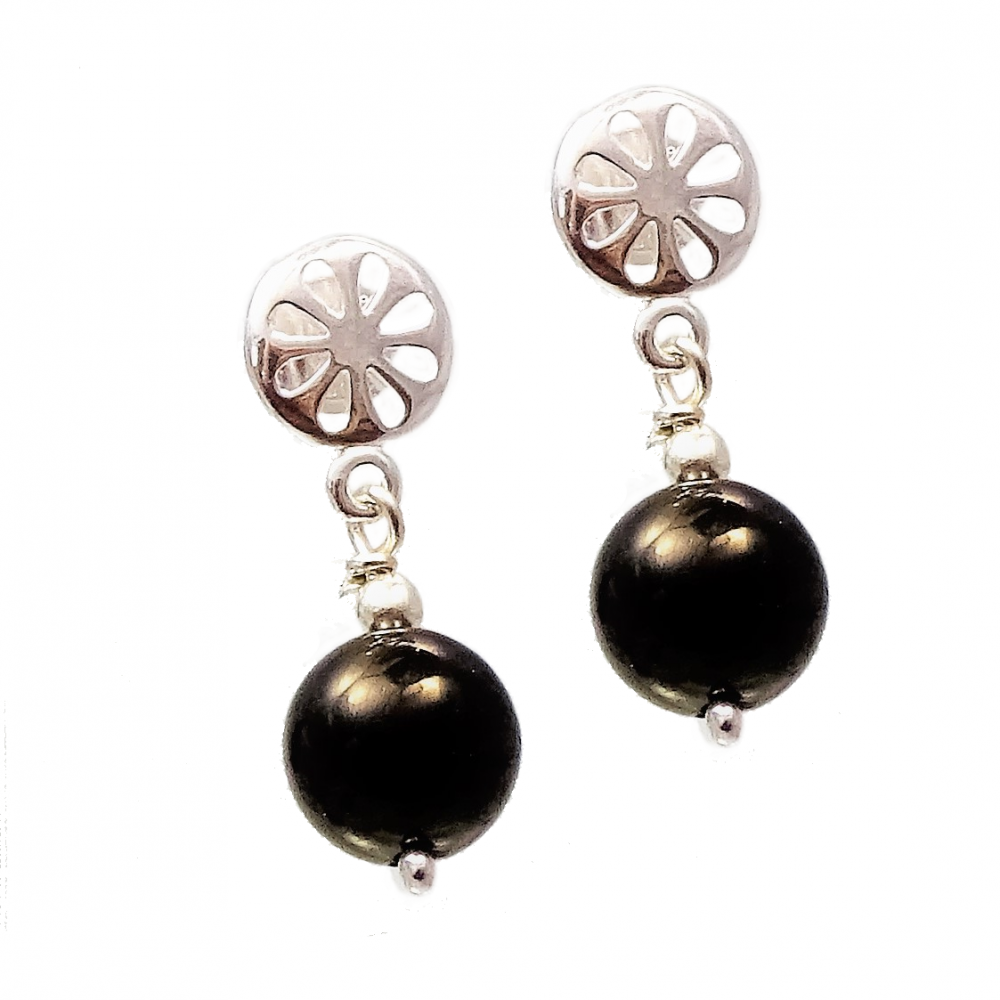 Pendientes azabache y plata de 1ª ley Pendientes azabache y plata de 1ª ley