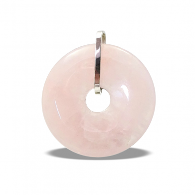 Donut Grande Cuarzo rosa y plata 1ª ley