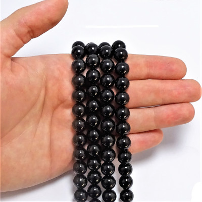 Hilo de turmalina negra natural 10mm para montaje
