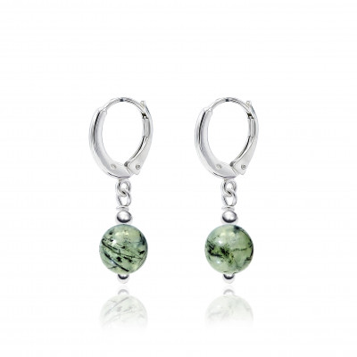 Pendientes Prehnita y plata de 1ª ley