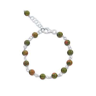 Pulsera Relief Unakita y plata de 1ª ley