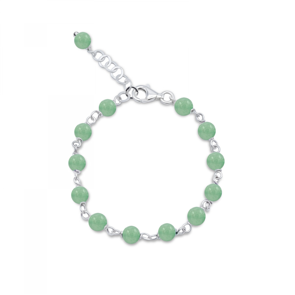 Pulsera Relief Cuarzo Verde y plata de 1ª ley