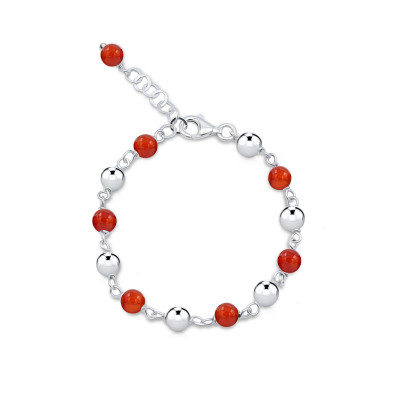 Pulsera Relief Sphere Ágata Cornalina y plata de 1ª ley