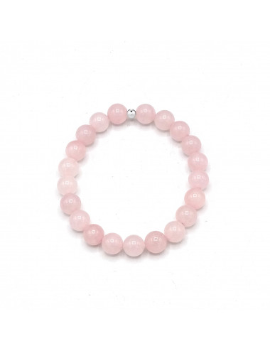 Pulsera de Cuarzo Rosa y plata de 1ª ley
