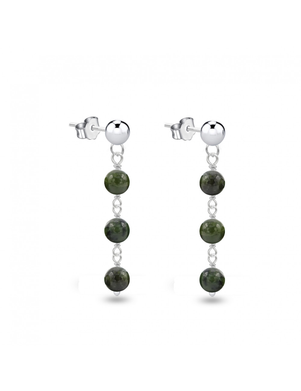 Pendientes de Jade Nefrita natural y plata primera ley.