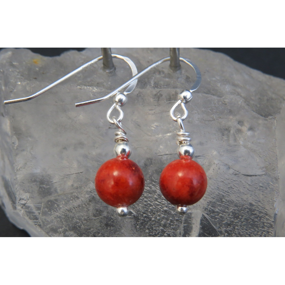 Pendientes de Coral y plata de 1ª ley Pendientes de Coral y plata de 1ª ley