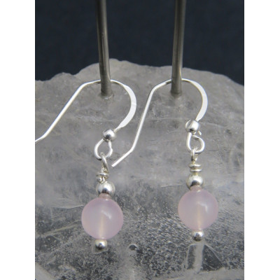 Pendientes de Cuarzo Rosa y plata de 1ª ley