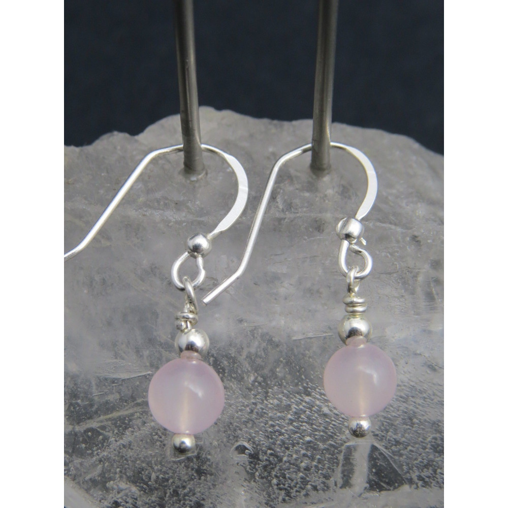 Pendientes de Cuarzo Rosa y plata de 1ª ley Pendientes de Cuarzo Rosa y plata de 1ª ley