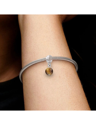 Fetiche para pulsera/collar elaborado con Ojo de Tigre natural y plata de primera ley.