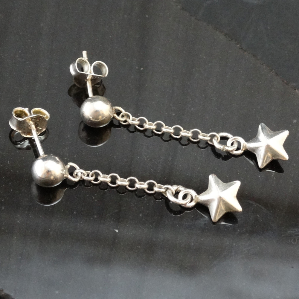 Pendientes estrella colgante plata 925 mm Pendientes estrella colgante plata 925 mm