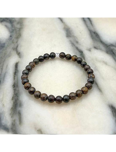 Pulsera de Broncita 6 mm y plata de 1ª ley