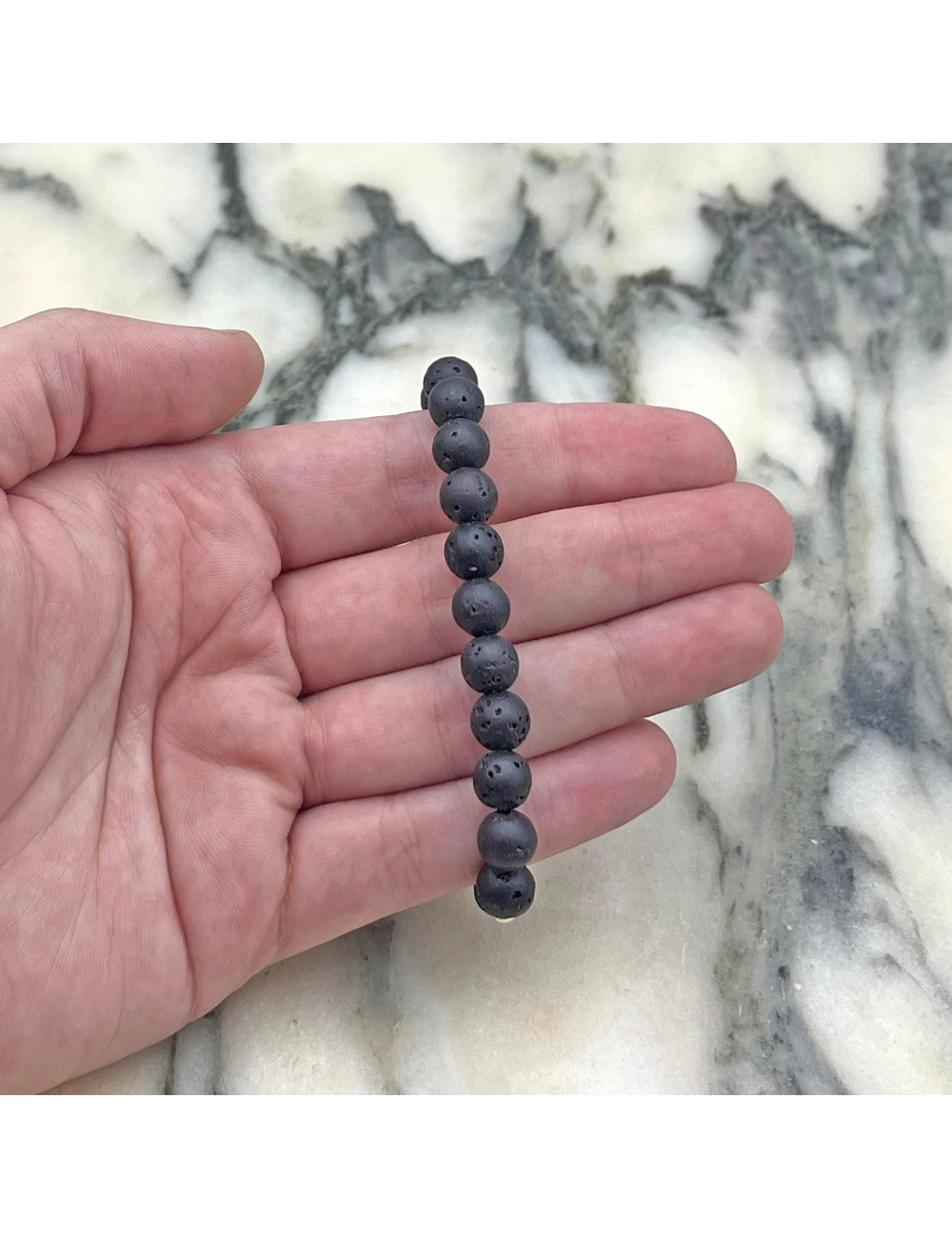 MARARDI Bracciale in Pietra di Lava Volcanica Naturale e Occhio di Gatto 8mm - Energia Positiva, Equilibrio Emotivo, Riduzione dello Stress, Regolabile, Unisex