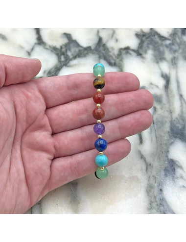 Pulsera de los 7 Chakras con plata dorada de 1ª ley