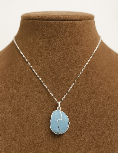 Colgante de Aguamarina y plata de 1ª ley