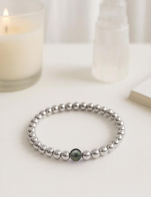 Pulsera bolas de plata y...