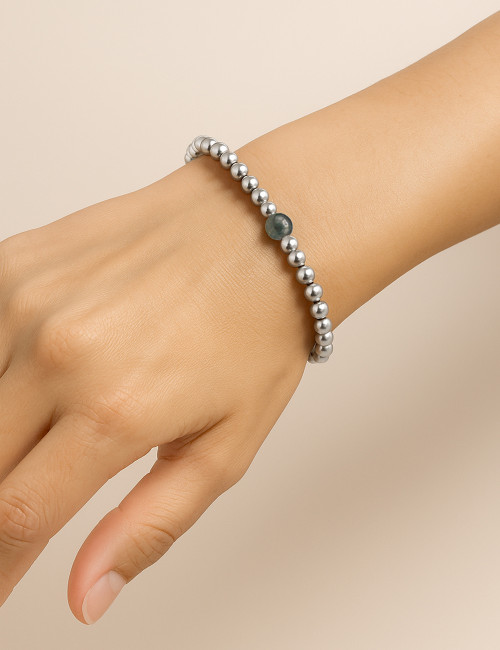 Pulsera bolas de plata y...