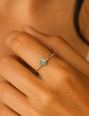 Anillo de Cuarzo Verde y...