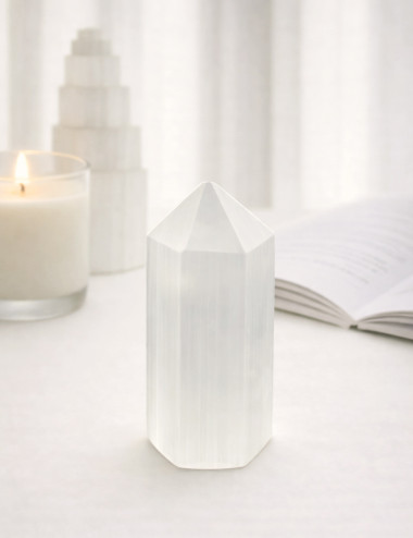 Punta generadora de selenita natural