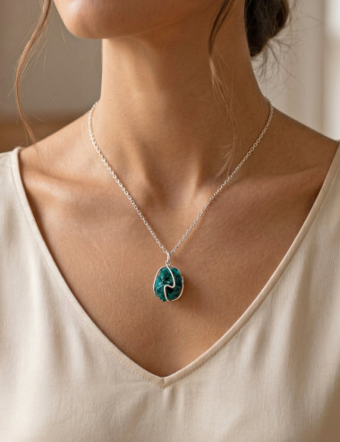 Colgante de Dioptasa y plata