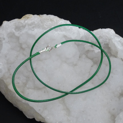 Cordón de Algodón Verde con cierre de plata de 1ª ley