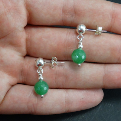 Pendientes de Cuarzo Verde y plata de 1ª ley