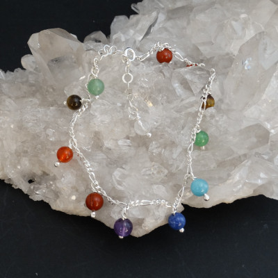 Tobillera 7 Chakras y plata de 1ª ley