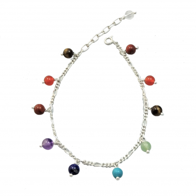 Tobillera 7 Chakras y plata de 1ª ley
