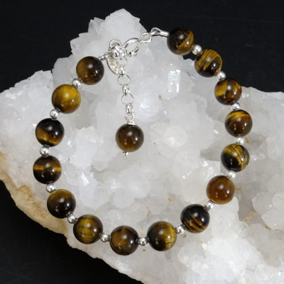 Pulsera de Ojo de Tigre y plata de 1ª ley